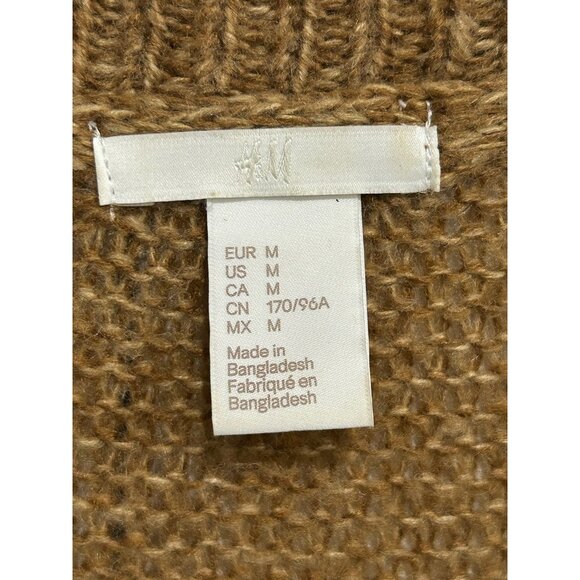 H&M Womens Open Front Cardigan Brown Knit Acrylic Pockets Sz Medium - Picture 5 of 9